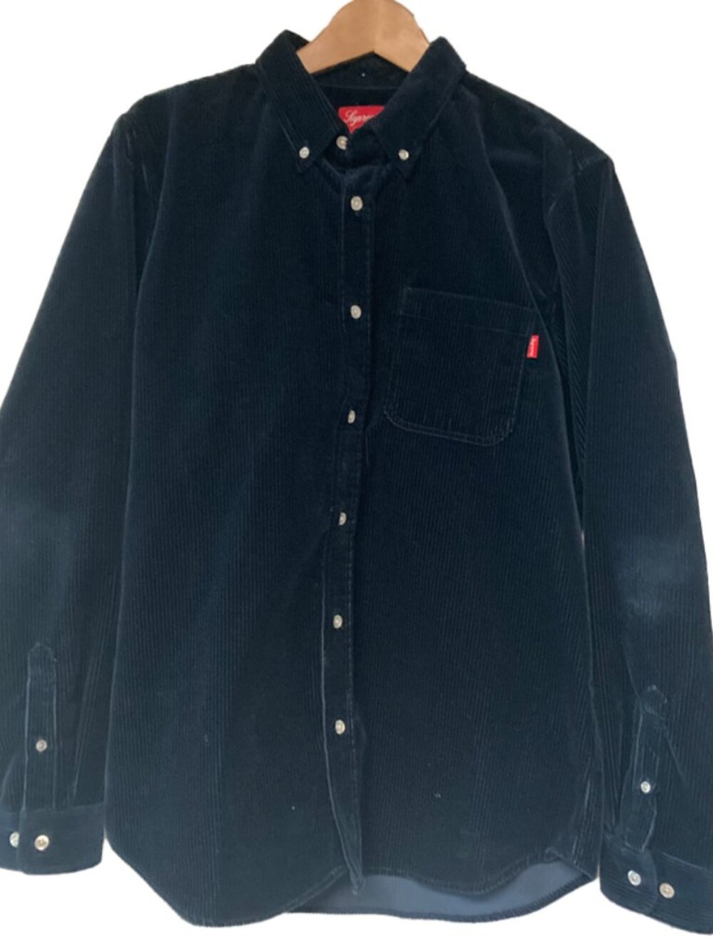 Supreme Corduroy Button Up Shirt Navy Size L
